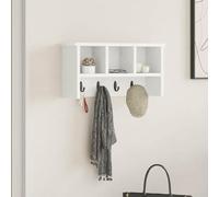zylophax Porte-Manteau Mural Blanc en Bois d'ingénierie 50 x 16 x 26 cm avec Crochets et étagères murales pour entrée Couloir Bureau Rangement décoratif