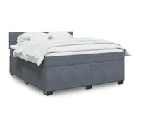 zylophax Sommier à Lattes 180x200cm avec Matelas Velours Gris foncé, Cadre de lit Robuste en Tissu capitonné, tête de lit et Pieds en Bois Massif, Structure Plateforme pour Chambre Adulte