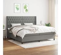 zylophax Sommier à Lattes avec Cadre de lit Gris foncé 200x200cm Tissu Durable tête de lit réglable Matelas Ressorts ensachés Double Confort pour Chambre Adulte scandinave