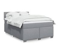 zylophax Sommier à Lattes avec Cadre de lit Tissu Gris Clair 140x190 cm, Matelas à Ressorts ensachés, surmatelas Confortable, tête de lit, Bande LED intégrée pour Chambre Adulte ou Enfant