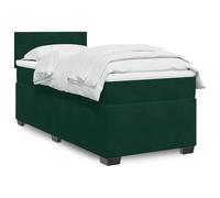 zylophax Sommier à Lattes avec Cadre en Velours Vert foncé 100x200 cm, Matelas à Ressorts ensachés, surmatelas Confortable, tête de lit, Pieds Robustes pour Chambre Adulte, Design Moderne scandinave