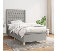 zylophax Sommier à Lattes avec Matelas 100x200 cm Gris Clair en Tissu, Cadre de lit Robuste avec tête réglable, Structure en Bois mélèze, idéal Chambre Adulte Enfant ado, Confort et Soutien Optimal