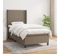 zylophax Sommier à Lattes avec Matelas 100x200 cm Taupe Tissu, Cadre de lit en Bois Massif, tête de lit réglable, Structure Solide pour Chambre Adulte ou Enfant, Confort Moyen-Dur, Design scandinave