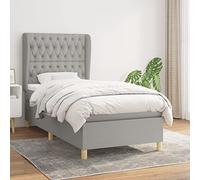 zylophax Sommier à Lattes avec Matelas 100x200cm Gris Clair Tissu Durable tête de lit réglable Bois Massif pour Chambre Adulte Enfant Confort Sommeil réparateur