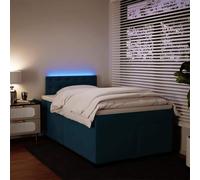 zylophax Sommier à Lattes avec Matelas 120x190 cm Bleu Velours Cadre Bois Massif et tête de lit, Structure Plateforme Robuste avec Pieds en pin, surmatelas Mousse Respirant