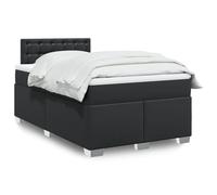 zylophax Sommier à Lattes avec Matelas 120x190 cm Similicuir Noir, Cadre de lit avec tête, surmatelas Mousse, Bande LED intégrée, Structure Bois et Pieds Robustes pour Chambre Adulte Moderne