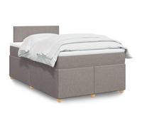 zylophax Sommier à Lattes avec Matelas 120x190 cm Taupe Tissu capitonné, Cadre de lit Robuste avec tête et Pieds en Bois pour Chambre Adulte Enfant