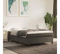 zylophax Sommier à Lattes avec Matelas 140x190 cm Gris foncé Velours, Cadre de lit capitonné, Structure Bois, Support Ferme pour Chambre Adulte, Banquette Confortable et Durable