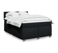 zylophax Sommier à Lattes avec Matelas 160x200 cm Noir Tissu, Cadre de lit capitonné avec tête de lit, Pieds Stables en Bois et Plastique, Structure Robuste pour Chambre Adulte ou Enfant