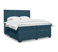 zylophax Sommier à Lattes avec Matelas 200x200 cm Velours Bleu, Cadre de lit capitonné, tête de lit réglable, Structure Bois et Tissu pour Chambre Adulte, Couchage Confortable et Design