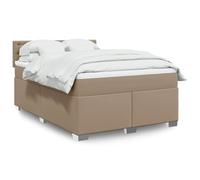 zylophax Sommier à Lattes avec Matelas Cappuccino 140x190 cm, Cadre de lit tapissier capitonné, tête de lit élégante, Structure Bois et Similicuir, idéal Chambre Adulte ou Enfant