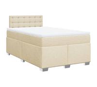 zylophax Sommier à Lattes avec Matelas crème 120x190 cm Tissu, Cadre de lit capitonné avec tête et Pieds Robustes, Structure Plateforme pour Chambre Adulte ou Enfant