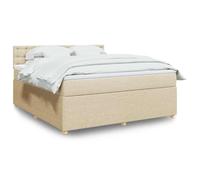 zylophax Sommier à Lattes avec Matelas crème 180x200 cm en Tissu Polyester, Cadre lit Robuste avec tête de lit, Pieds Bois Massif, Ambiance LED Personnalisable, surmatelas Confortable et Respirant