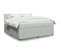 zylophax Sommier à Lattes avec Matelas et surmatelas Gris Clair 180x200cm Velours Cadre de lit Plateforme tête de lit LED Ambiance Chambre Adulte Enfant