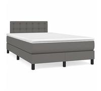 zylophax Sommier à Lattes avec Matelas Gris 120x190 cm Similicuir, Cadre de lit tapissier capitonné avec tête réglable, Structure Bois et métal pour Chambre Adulte Enfant