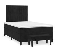 zylophax Sommier à Lattes avec Matelas Noir 120x190 cm Velours, Cadre lit capitonné, tête réglable, Structure Bois Massif, Banc Multifonctionnel, Couchage Confortable pour Chambre Adulte
