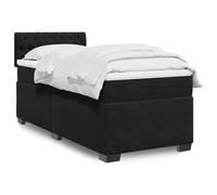 zylophax Sommier à Lattes avec Matelas Noir 90x190 cm Simple Velours, Cadre tapissier capitonné, tête de lit, Structure Bois et Tissu pour Chambre Adulte, Enfant, Studio, Confort et Rangement