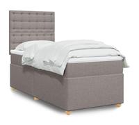 zylophax Sommier à Lattes de lit avec Matelas 100x200 cm Tissu Taupe Cadre Bois tête réglable Confort Sommeil Chambre Adulte Enfant