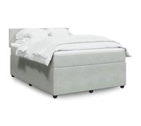 zylophax Sommier à Lattes de lit avec Matelas 140x190cm Gris Clair Velours Structure Plateforme tête de lit Support Chambre Adulte Enfant Confort Sommeil