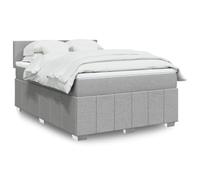 zylophax Sommier à Lattes de lit avec Matelas 160x200cm Gris Clair en Tissu Polyester, Cadre Bois Massif avec tête de lit, Pieds Solides, Ambiance LED, surmatelas Confortable pour Chambre Adulte