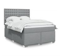zylophax Sommier à Lattes de lit avec Matelas 160x200cm Gris Clair en Tissu Polyester Structure Bois avec tête de lit réglable pour Chambre Adulte Enfant Confort et Soutien Optimal