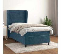 zylophax Sommier à Lattes de lit avec Matelas Bleu foncé 100x200 cm Velours Cadre Bois mélèze tête réglable Confort Soutien Chambre Adulte Enfant