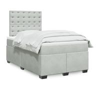 zylophax Sommier à Lattes de lit avec Matelas Gris Clair 120x190cm en Velours, Cadre tapissier capitonné, Structure Bois et métal, tête de lit réglable pour Chambre Adulte Enfant
