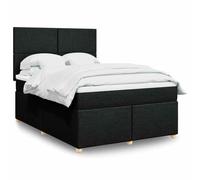 zylophax Sommier à Lattes de lit avec Matelas Noir 160x200 cm en Tissu Polyester, Cadre et tête de lit réglable, Bande LED intégrée, surmatelas Amovible
