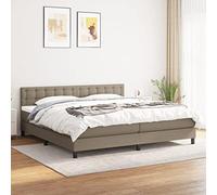 zylophax Sommier à Lattes de lit Cadre Tissu Taupe 200x200 cm avec Matelas Ressorts ensachés surmatelas Mousse tête de lit réglable pour Chambre Adulte Confort Optimal