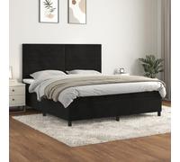 zylophax Sommier à Lattes de lit Cadre Velours Noir 180x200 cm avec Matelas Ressorts ensachés et surmatelas Mousse pour Chambre Adulte Confort Soutien