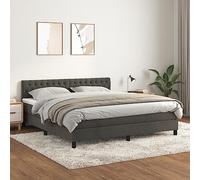 zylophax Sommier à Lattes et Matelas 180x200cm Gris foncé Velours avec Cadre lit, tête réglable, surmatelas Mousse, Structure literie Confortable pour Chambre Adulte