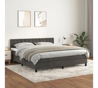 zylophax Sommier à Lattes Gris foncé 160x200cm avec Matelas Velours 20cm, Cadre de lit tapissier avec tête réglable, Structure Robuste en Bois, surmatelas Mousse 5cm