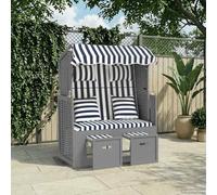 zylophax Strandkorb en résine tressée avec Coussins, Bois Massif Gris, Fauteuil Relax inclinable 3 Positions, auvent, Repose-Pieds extractibles, idéal Jardin terrasse Plage extérieur Confort Durable