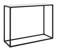 zylophax Table Console Blanche en Verre trempé 100x35x75 cm, Acier Enduit de Poudre, Design avec Plateau marbre, Meuble de Rangement pour Salon, entrée, Bureau, intérieur