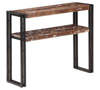 zylophax Table Console Bois de récupération Massif 90x30x75 cm avec étagère Double et Structure en Fer Stable pour Salon Chambre entrée Bureau intérieur séjour