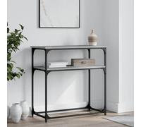 zylophax Table Console Sonoma Gris en Bois d'ingénierie avec Cadre métal 75x35,5x75 cm, Meuble Rangement pour entrée Salon Bureau, Table appoint Fonctionnelle et Stable