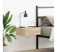 zylophax Table de Chevet Flottante en Bois d'ingénierie chêne Sonoma avec tiroir, étagère Murale compacte pour Rangement Chambre Salon Bureau, Support Lampe réveil et Livres, Pratique