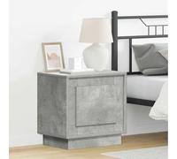 zylophax Table de Chevet Gris béton en Bois d'ingénierie 44 x 34,5 x 45 cm avec Rangement spacieux tiroir et étagère, éclairage LED intégré USB, Meuble Multifonction pour Chambre lit Salon Bureau