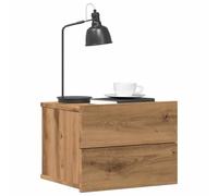 zylophax Table de Chevet Murale en Bois d'ingénierie chêne Artisanal 40x32x30 cm avec Rangement Suspendu pour Chambre Salon Bureau et Support Lampe réveil Livres