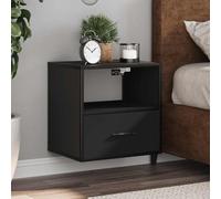 zylophax Table de Chevet Murale Noir en Bois d'ingénierie et métal 40x31x39,5 cm avec tiroir et étagère, Meuble de Rangement Suspendu pour Chambre Salon Bureau, Support Lampe réveil Livre