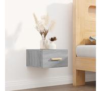 zylophax Table de Chevet Murale Sonoma Gris en Bois d'ingénierie 35x35x20 cm Suspendue pour Chambre Salon Bureau avec Rangement tiroir Niche Support Lampe réveil Livre