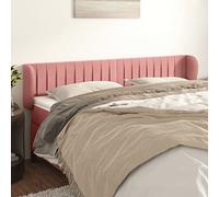 zylophax Tête de lit avec Oreilles en Velours Rose 203x23x78/88 cm, Structure Bois mélèze, Panneau capitonné Confort pour Chambre Adulte, Support Dossier Lecture et Design scandinave