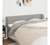 zylophax Tête de lit avec Oreilles Gris Clair en Tissu 203x23x78/88 cm, Structure Bois mélèze, Panneau capitonné, Support Dossier pour Lecture, Design scandinave pour Chambre Adulte ou Enfant