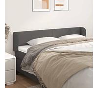 zylophax Tête de lit avec Oreilles Gris en Similicuir 203x23x78/88 cm, Panneau capitonné, Support Dossier Lecture pour Chambre Adulte, Design scandinave, Structure Bois Stable