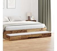zylophax Tiroirs de lit en Bois Ancien 180 x 36,5 x 16,5 cm avec 4 tiroirs Rangement Meuble Chambre Minimaliste siège marchepied Bureau Salon Organisateur