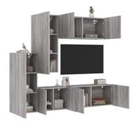 zylophax Unités murales TV 5 pièces en Bois d'ingénierie Sonoma Gris, Meuble TV Suspendu avec étagères, tiroirs et niches, Design Moderne pour Salon séjour Chambre
