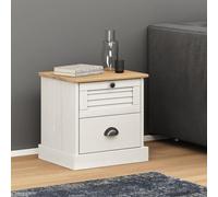 zylophax VIGO Table de chevet blanche en pin massif 42 x 35 x 42 cm avec 2 tiroirs, table de chevet étroite pour chambre à coucher, table de chevet moderne avec espace de rangement, design scandinave