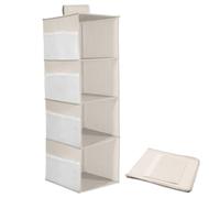 Zyluniy Étagère de Penderie à Suspendre, Étagère Suspendue Pliable, 4 Compartiments Rangement Suspendu, Organisateur de Placard Rangement, Étagère Suspendue Pliable pour Chambre à Coucher, Gris