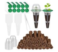 Zymjzbetic Éponges de Culture Kit de dosettes hydroponiques, 50 pièces, éponges Culture graines, Pot pépinière, semis sans Sol avec étiquette Plante, Accessoires Jardin