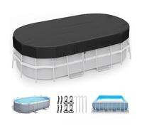 ZYNCUE Bâche rectangulaire pour piscines hors sol, 420D pour protection solaire ovale robuste avec accessoires, protection contre les débris et les intempéries, 2,1 x 3 m, 2,1 x 4,3 m, 2,3 x 4,3 m, 3